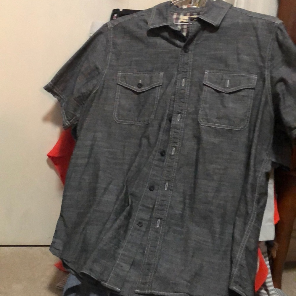 Short sleeve button down with gray undertones